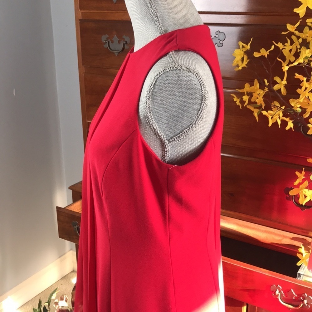 Tahari ASL Sheath Dress Sheer Overlay Red Size 8 - Picture 8 of 12